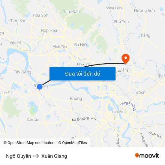 Ngô Quyền to Xuân Giang map