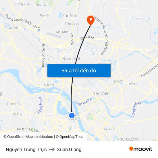 Nguyễn Trung Trực to Xuân Giang map