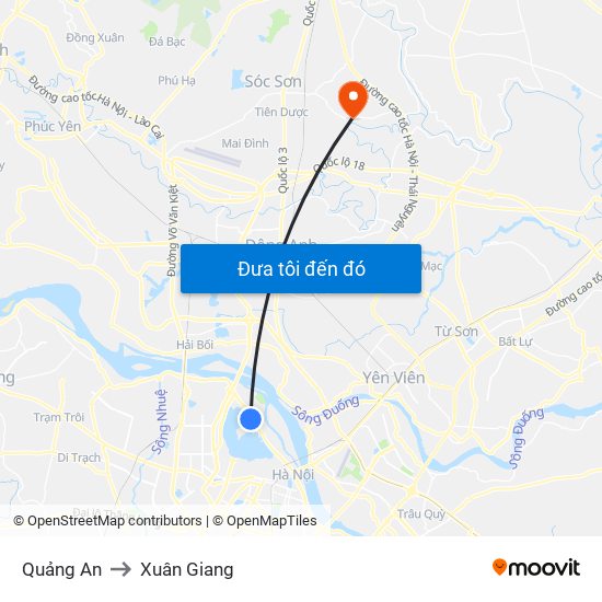 Quảng An to Xuân Giang map