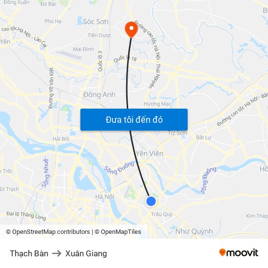 Thạch Bàn to Xuân Giang map