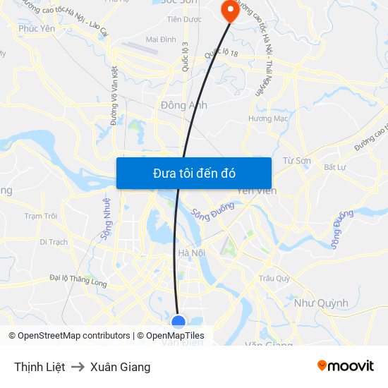 Thịnh Liệt to Xuân Giang map