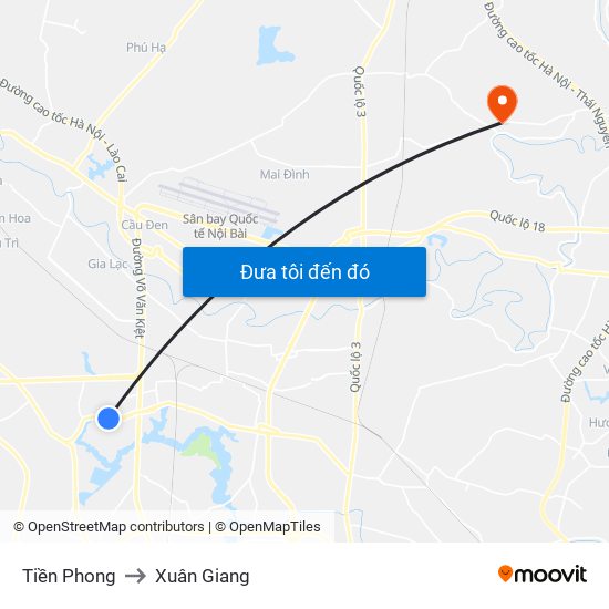 Tiền Phong to Xuân Giang map
