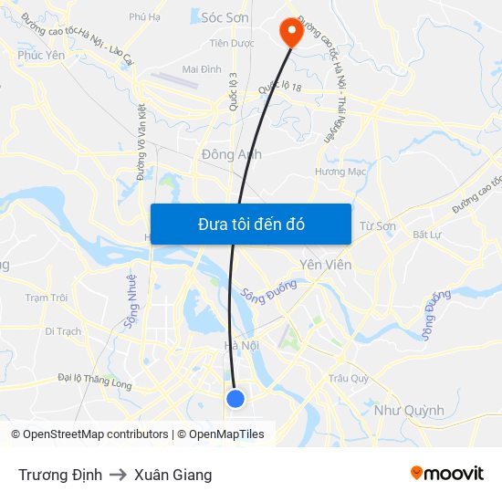Trương Định to Xuân Giang map
