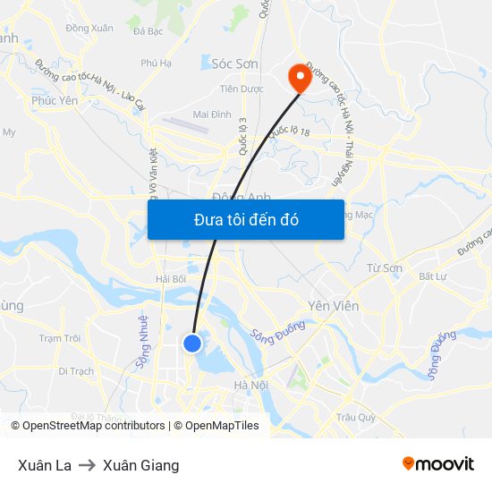 Xuân La to Xuân Giang map