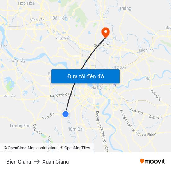 Biên Giang to Xuân Giang map