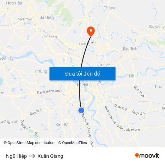 Ngũ Hiệp to Xuân Giang map