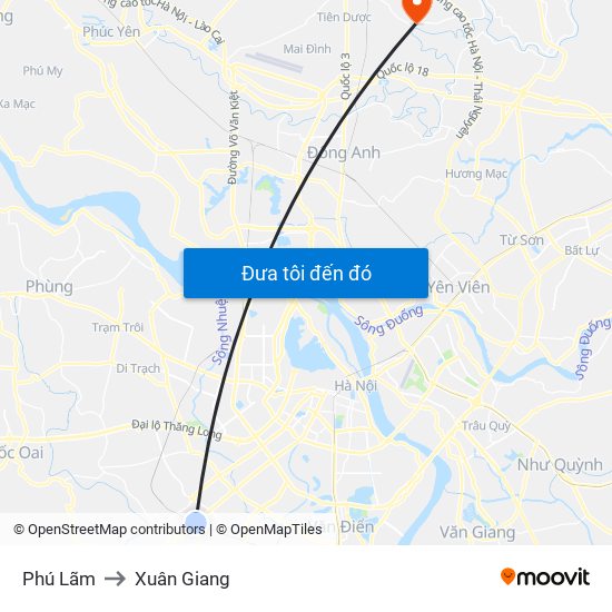 Phú Lãm to Xuân Giang map