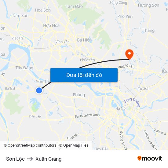 Sơn Lộc to Xuân Giang map