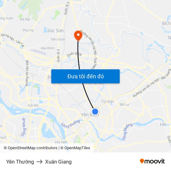 Yên Thường to Xuân Giang map