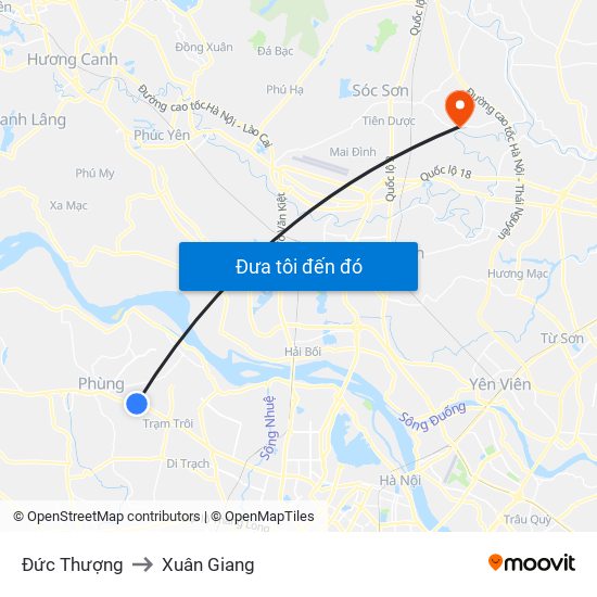 Đức Thượng to Xuân Giang map