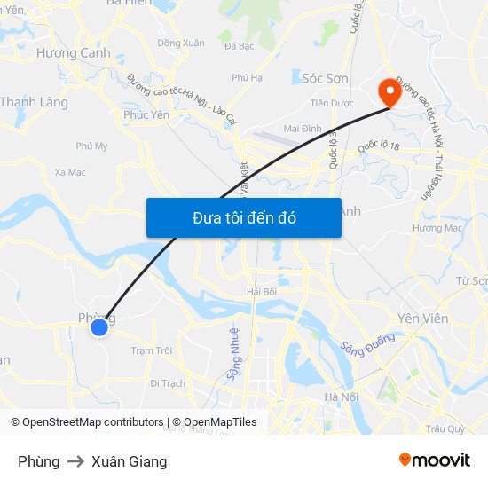 Phùng to Xuân Giang map