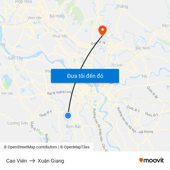 Cao Viên to Xuân Giang map