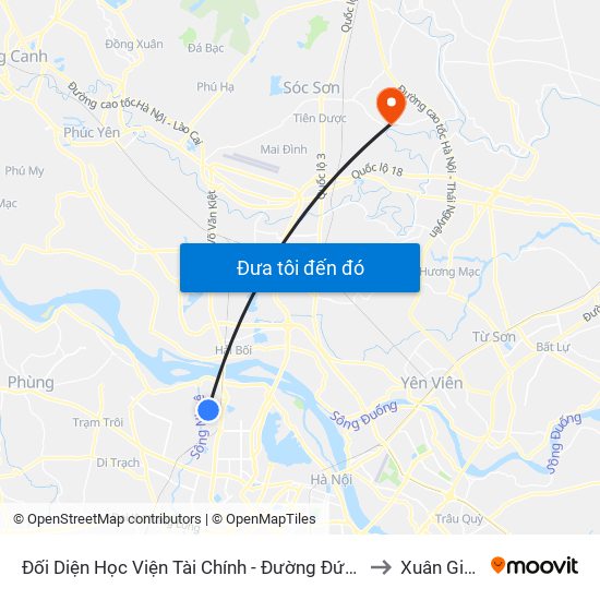 Đối Diện Học Viện Tài Chính - Đường Đức Thắng to Xuân Giang map