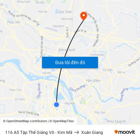 116 A5 Tập Thể Giảng Võ - Kim Mã to Xuân Giang map