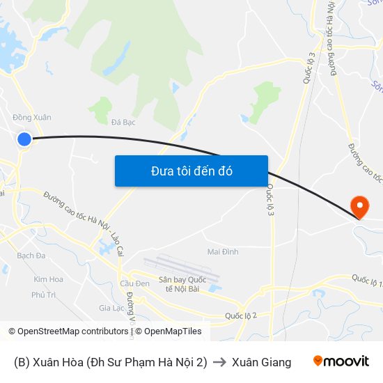 (B) Xuân Hòa (Đh Sư Phạm Hà Nội 2) to Xuân Giang map
