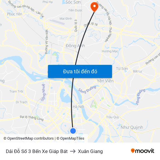 Dải Đỗ Số 3 Bến Xe Giáp Bát to Xuân Giang map