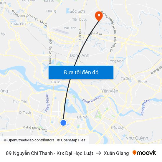 89 Nguyễn Chí Thanh - Ktx Đại Học Luật to Xuân Giang map