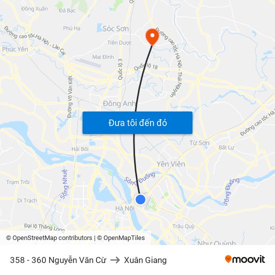 358 - 360 Nguyễn Văn Cừ to Xuân Giang map