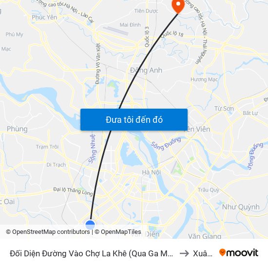 Đối Diện Đường Vào Chợ La Khê (Qua Ga Metro La Khê) - 405 Quang Trung (Hà Đông) to Xuân Giang map