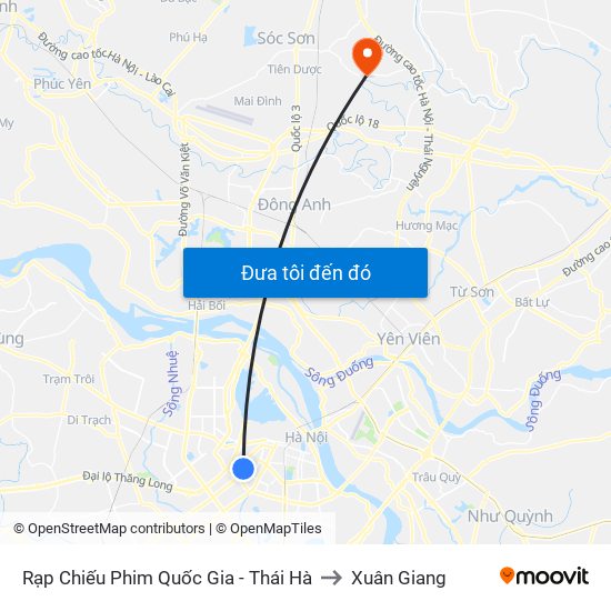 Rạp Chiếu Phim Quốc Gia - Thái Hà to Xuân Giang map