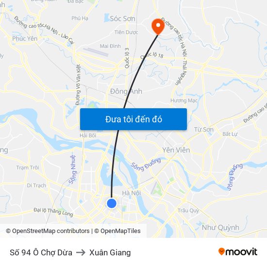 Số 94 Ô Chợ Dừa to Xuân Giang map