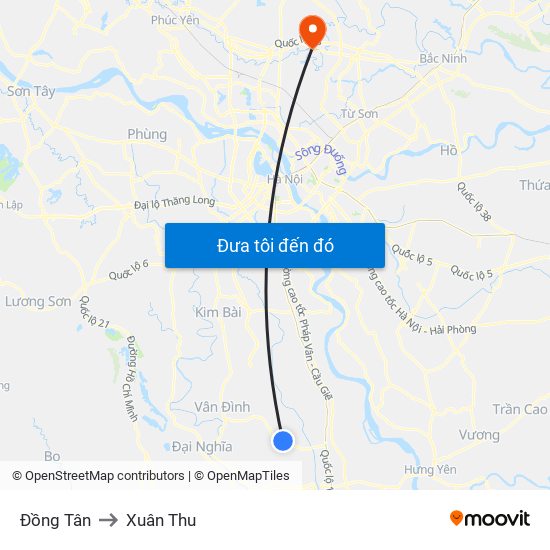 Đồng Tân to Xuân Thu map