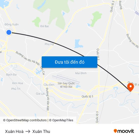 Xuân Hoà to Xuân Thu map