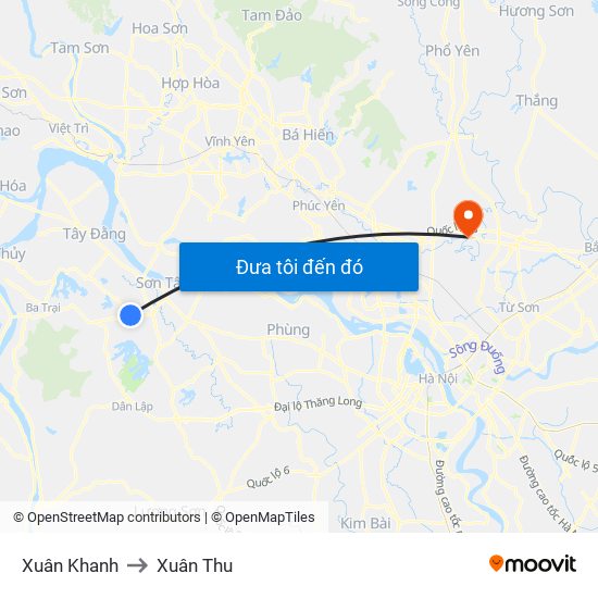 Xuân Khanh to Xuân Thu map