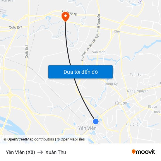 Yên Viên (Xã) to Xuân Thu map