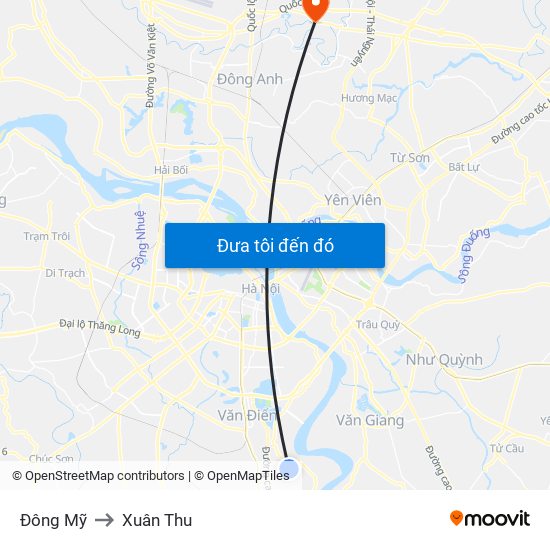 Đông Mỹ to Xuân Thu map