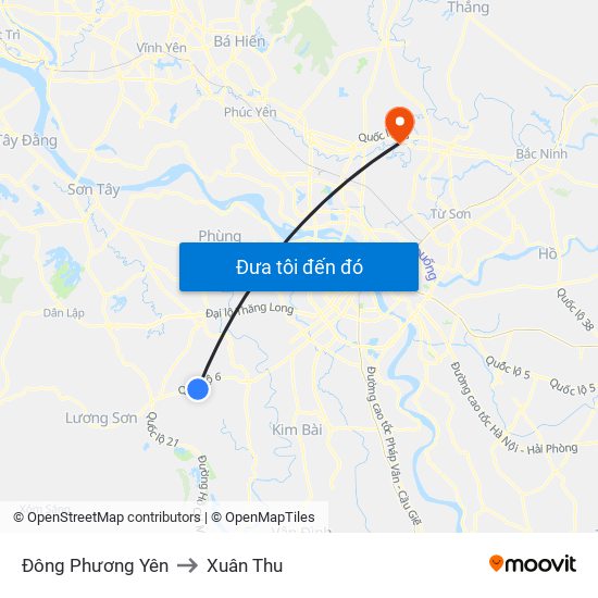 Đông Phương Yên to Xuân Thu map