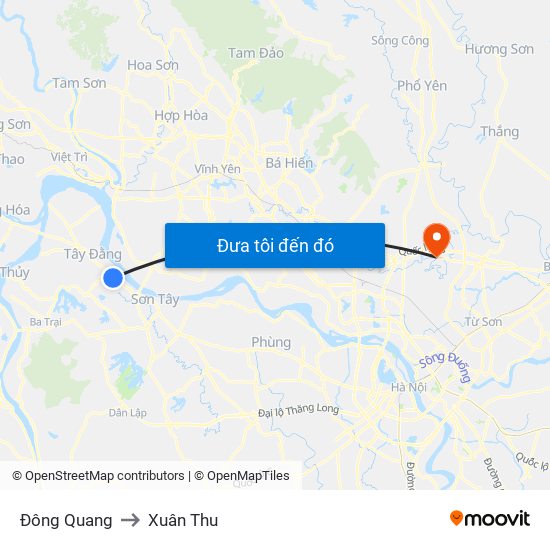 Đông Quang to Xuân Thu map