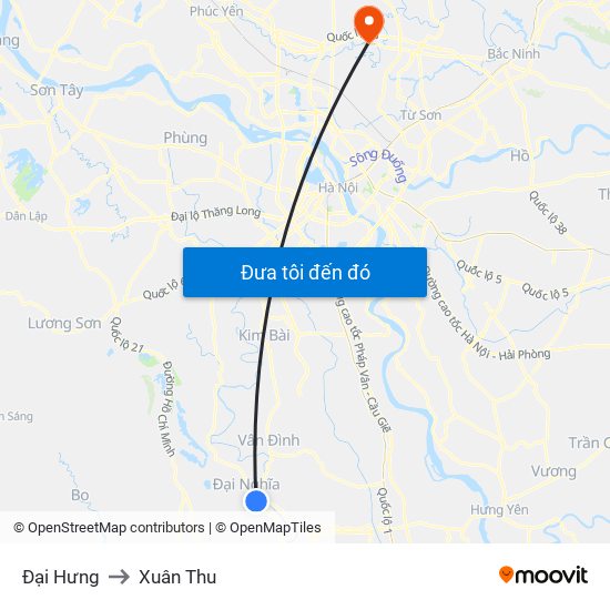 Đại Hưng to Xuân Thu map