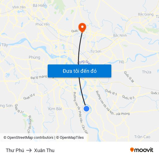 Thư Phú to Xuân Thu map