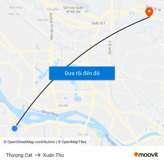 Thượng Cát to Xuân Thu map