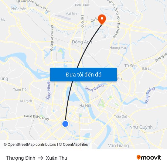 Thượng Đình to Xuân Thu map