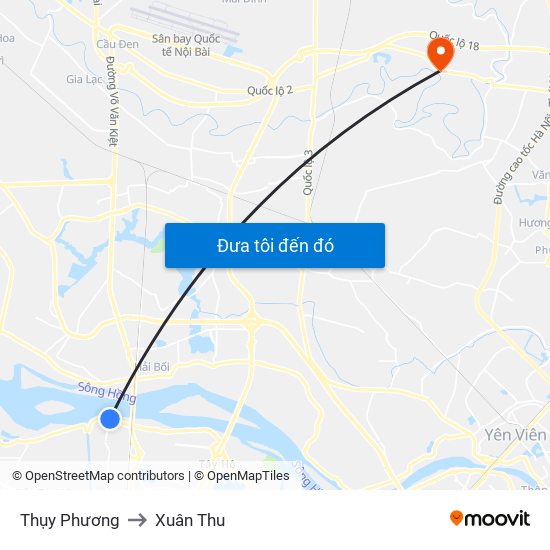 Thụy Phương to Xuân Thu map