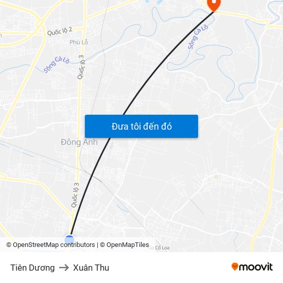 Tiên Dương to Xuân Thu map