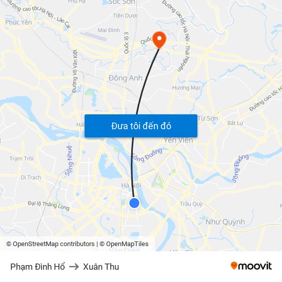 Phạm Đình Hổ to Xuân Thu map