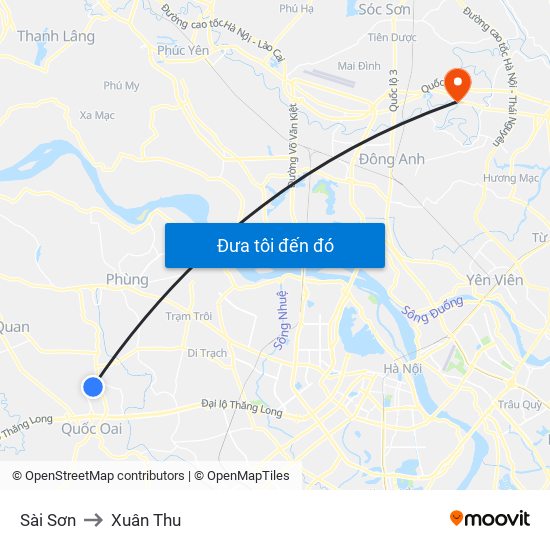 Sài Sơn to Xuân Thu map