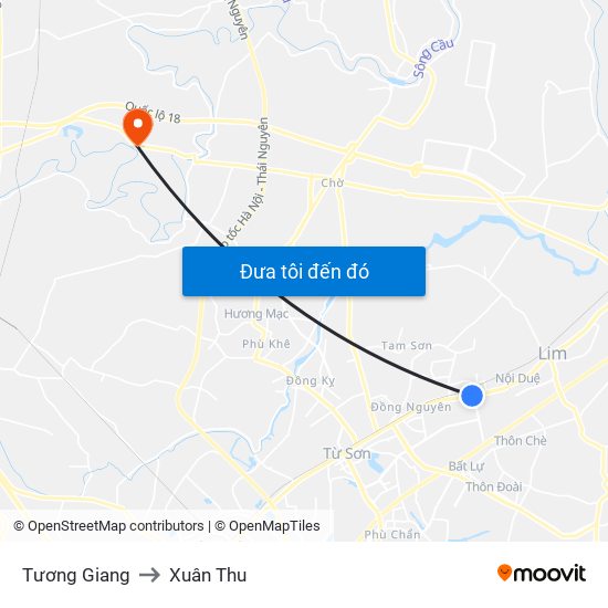 Tương Giang to Xuân Thu map