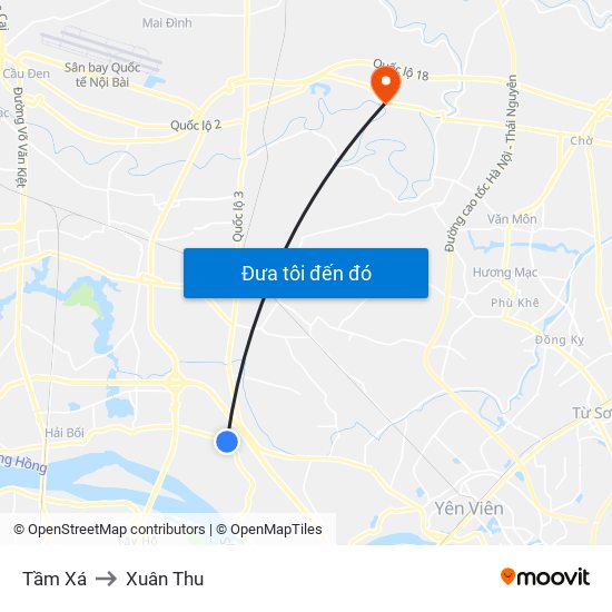 Tầm Xá to Xuân Thu map