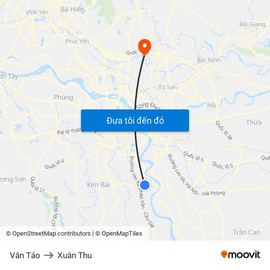 Vân Tảo to Xuân Thu map