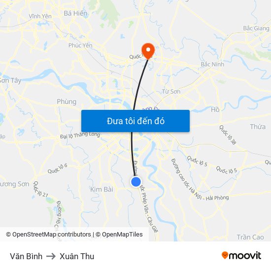 Văn Bình to Xuân Thu map