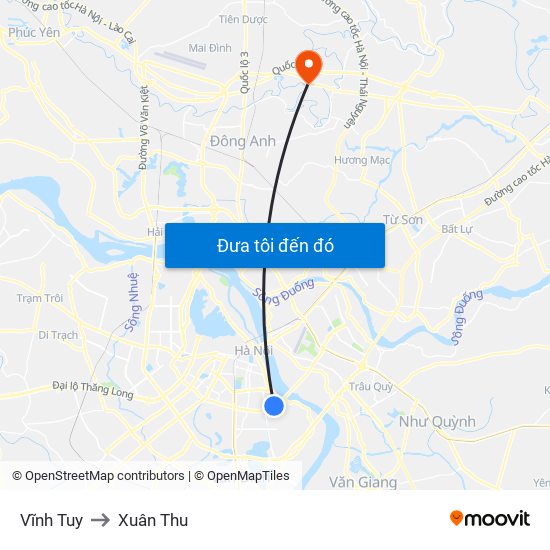 Vĩnh Tuy to Xuân Thu map