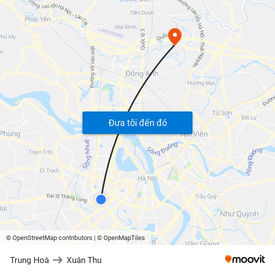 Trung Hoà to Xuân Thu map