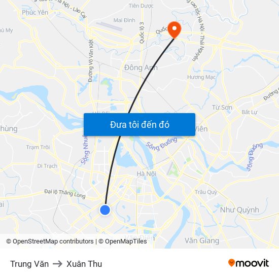 Trung Văn to Xuân Thu map