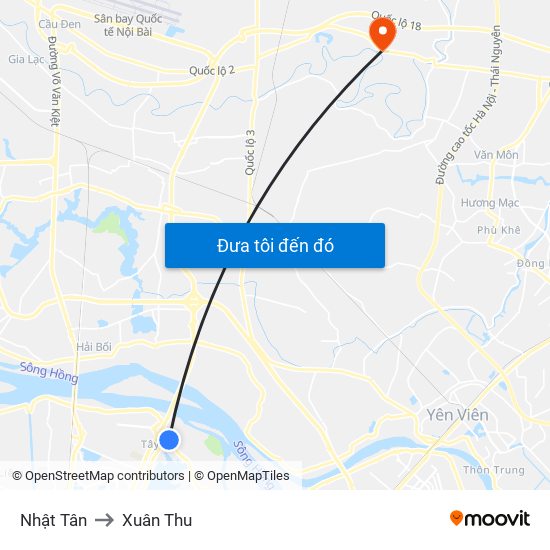 Nhật Tân to Xuân Thu map