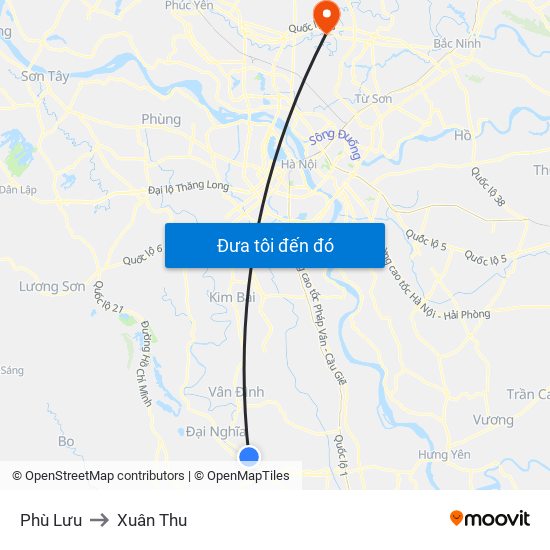 Phù Lưu to Xuân Thu map