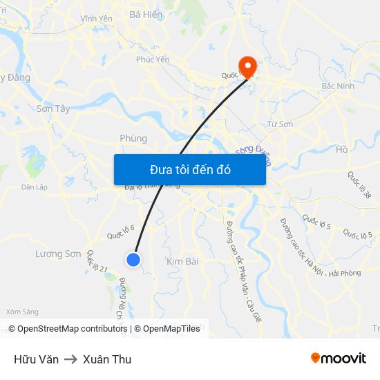 Hữu Văn to Xuân Thu map